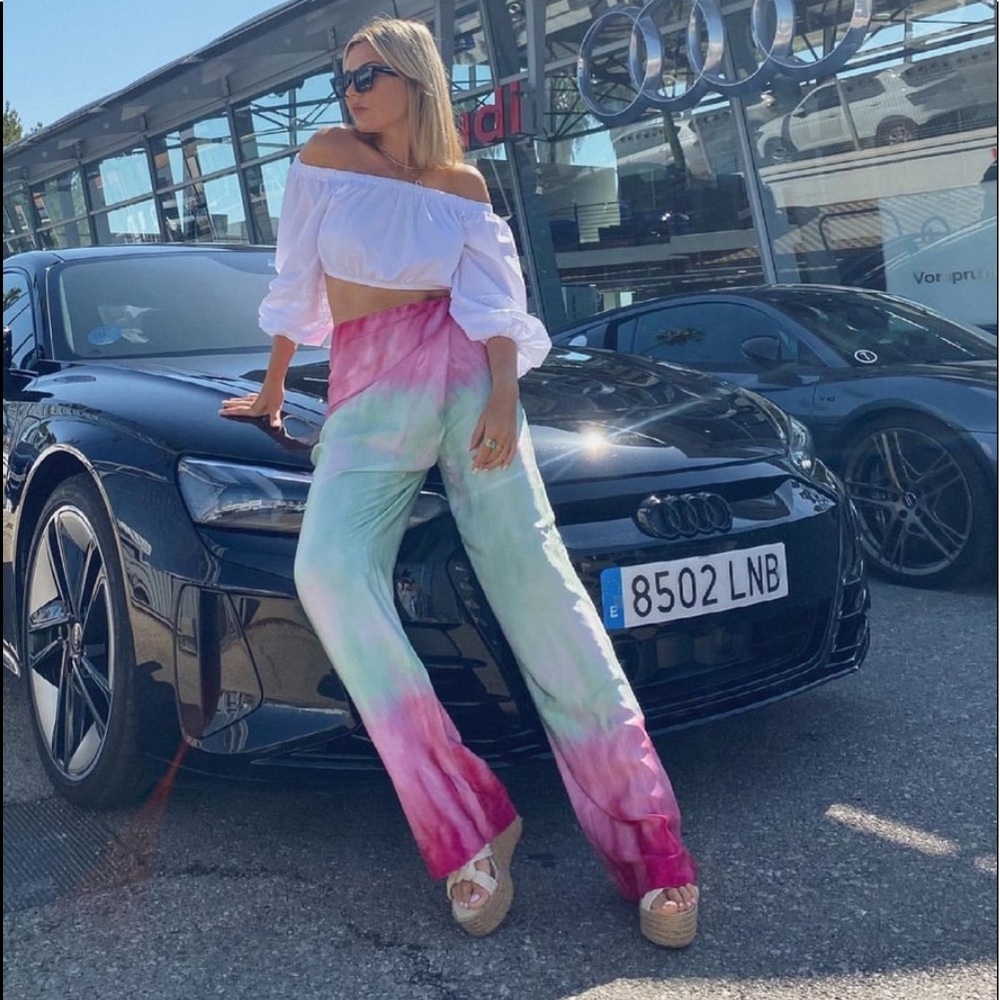 Zara tie dye wide leg wrap pants , premium quality, gradient - Picture 6 of 13